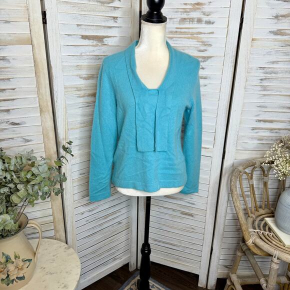 CASHMERE CHARTER CLUB LUXURY Women's Medium 100% Cashmere Sweater Turquoise Blue - Picture 3 of 13